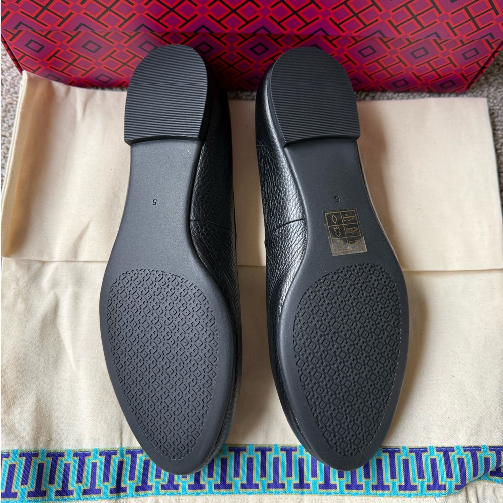 Tory Burch Black Leather Flats - Picture 3 of 3